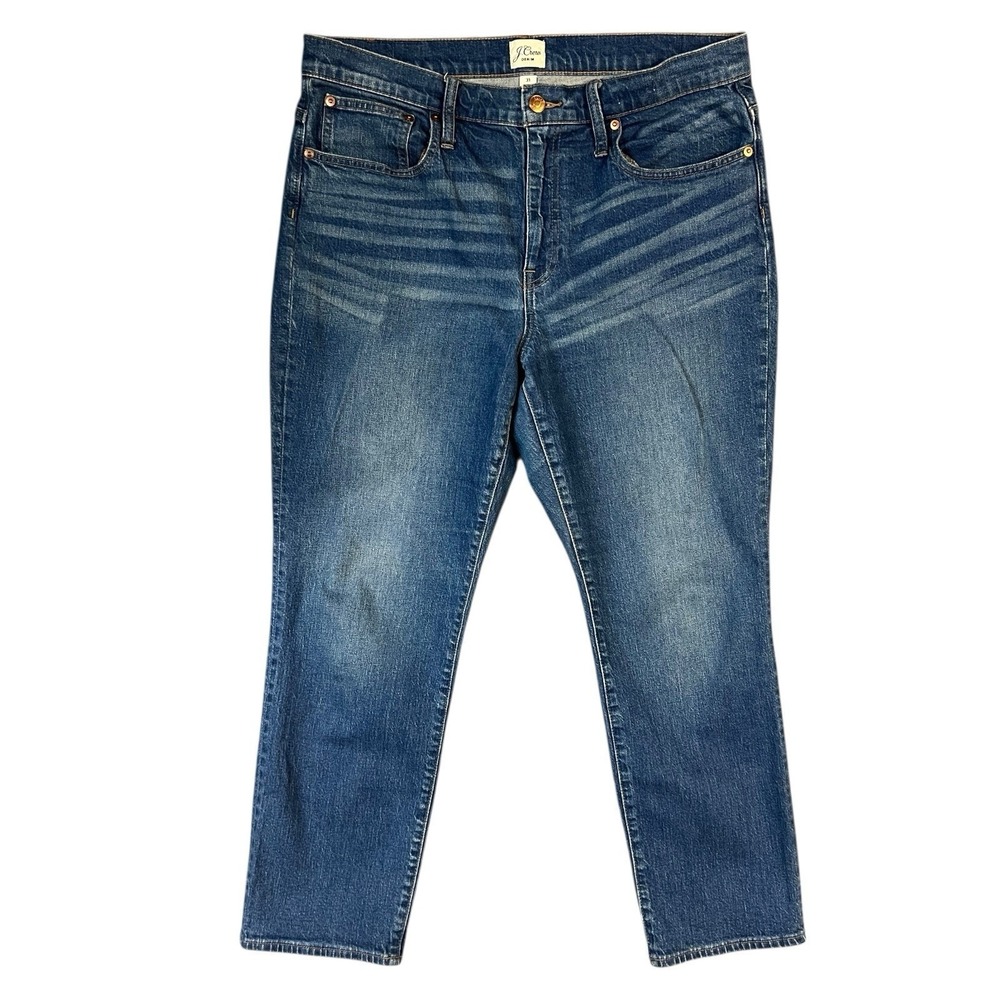 J.Crew Re-Imagined Denim Jeans Size 31 Blue Slim Boyfriend Distressed High Rise‎